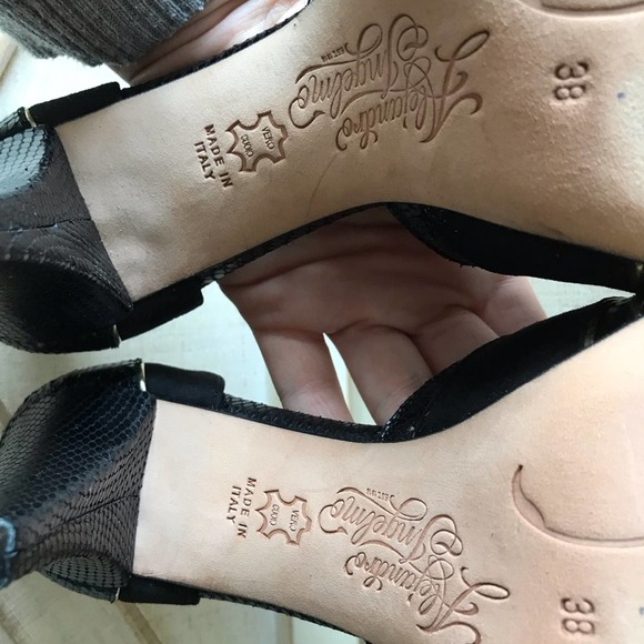 ALEJANDRO INGELMO Rita Heels In Black Suede with Gold accents (size 7.5) - Picture 8 of 10